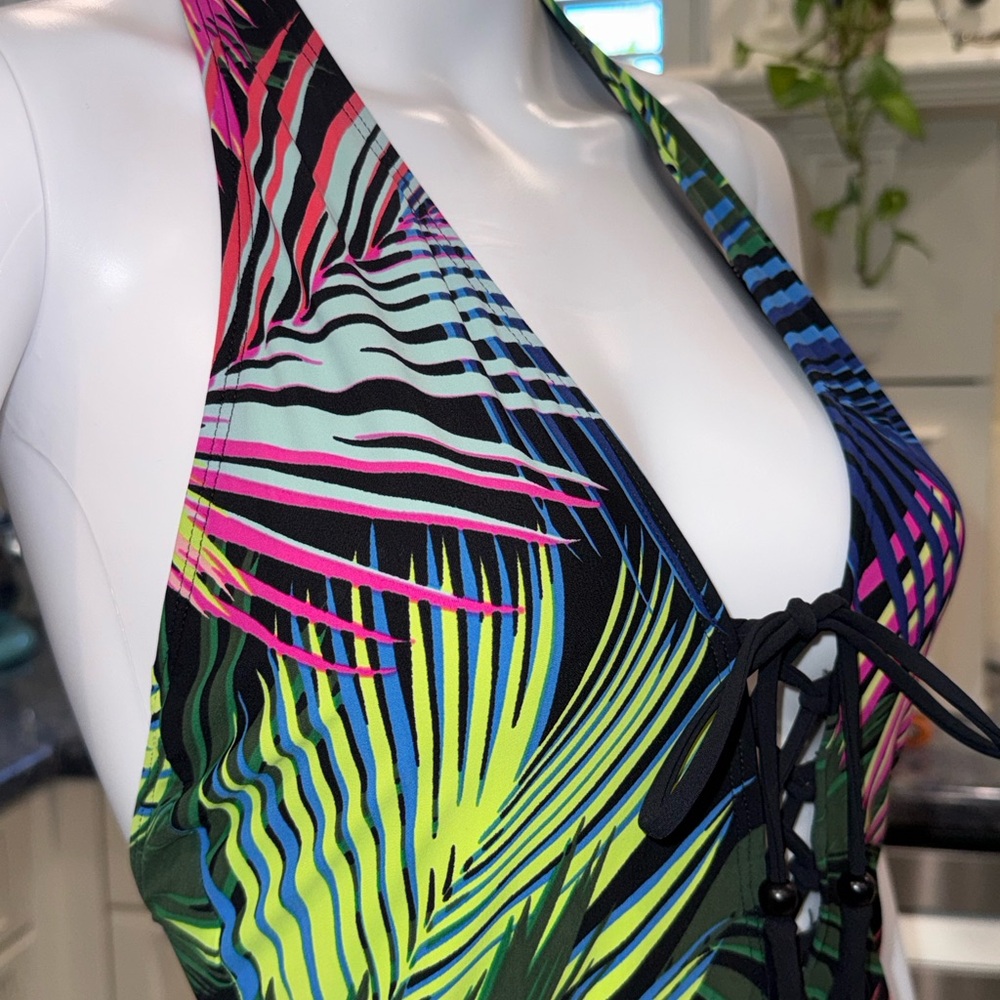 Skinny Dippers Miraclesuit Bright Lights Sirene Halter One Piece Swimsuit S - Picture 9 of 9